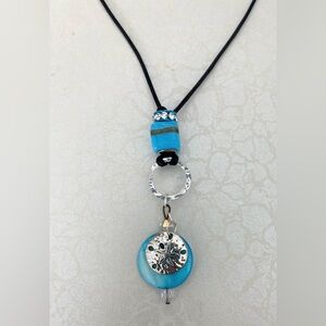 Turquoise Blue Beaded Sand Dollar Pendant Necklace